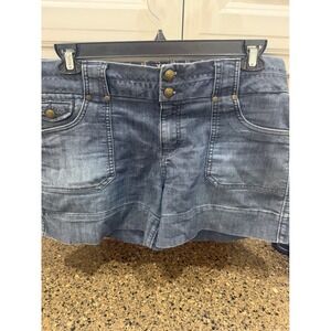 One Song Womens Denim Shorts Dark Wash Double Button Size 14 MSH12461ZSM